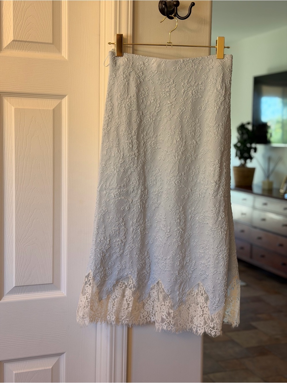 Reformation Powder Blue Lace-Trim Midi Skirt - Picture 2 of 7
